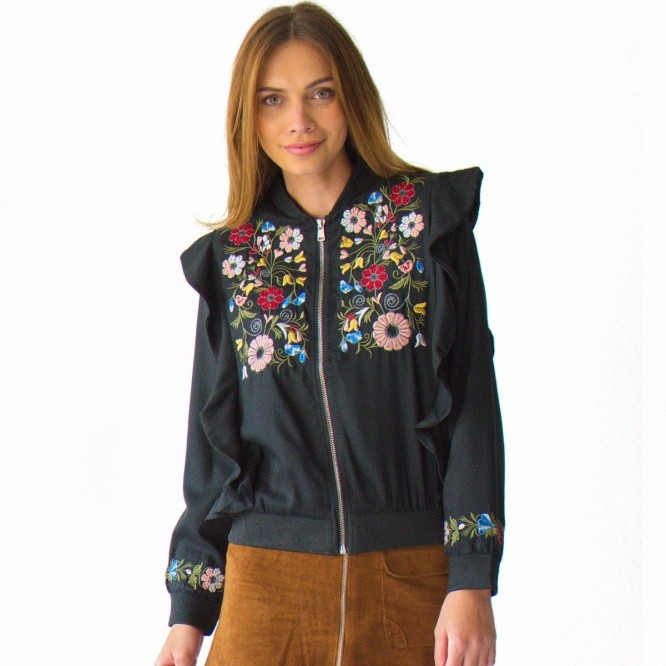 Chamarra Mujer Bomber Jacket Olanes Y Flores Rack \u0026 Pack