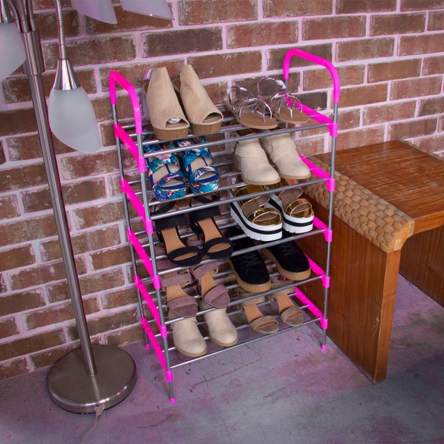 1 pieza Organizador rosado zapato almacenamiento minimalista no-tejido de  tela en forma de Z zapato estante con almacenamiento para piso con casa, Moda de Mujer
