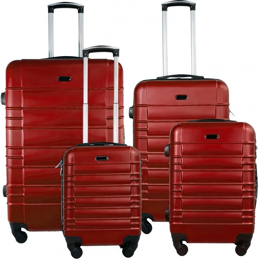 Juego 4 Maletas Rigidas Resistente Viaje Moda Kit Rojo